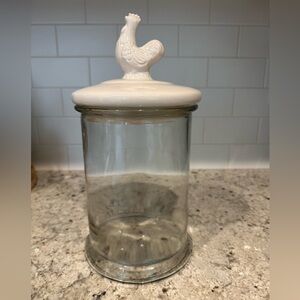 Farmhouse clear glass rooster canister